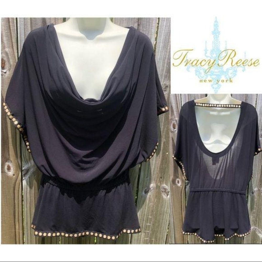 Tracy Reese Studded Black Blouse S